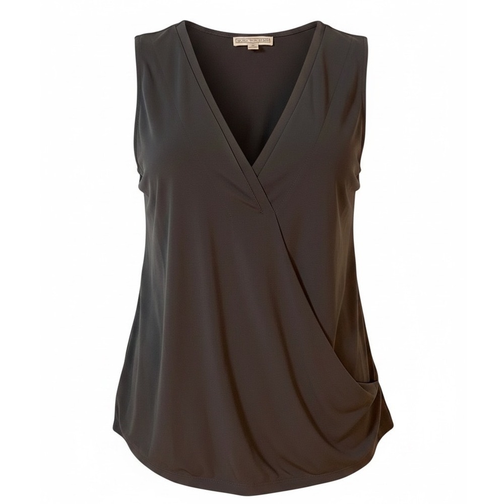 Dana Buchman Sleeveless V-Neck Pleated Blouse Top Black Women's Medium NWT